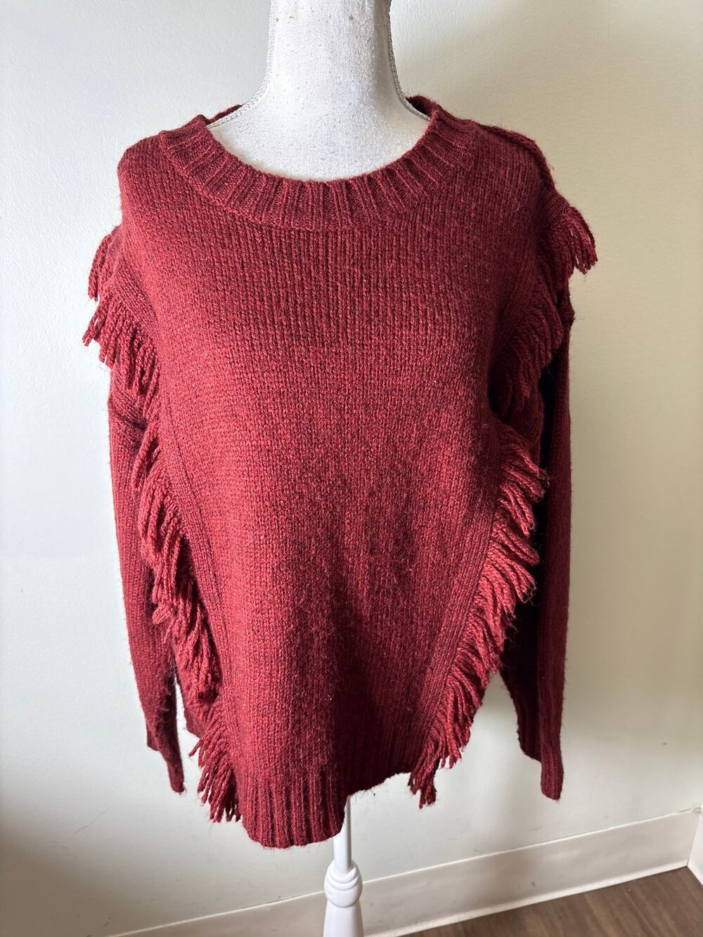 Rebecca Minkoff Rust Fringed Sweater Sz M
